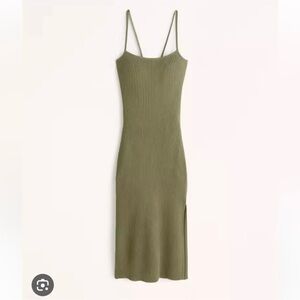 ABERCROMBIE & FITCH Olive Green Knit Midi Dress